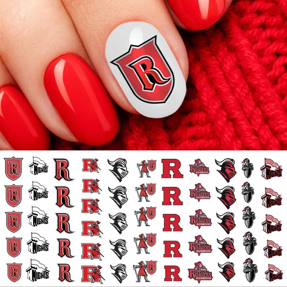 💌BO/GO$6 Rutgers Scarlet Knights College Sports Team Nail Art Decals